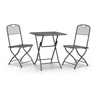 GeenYuu Set da pranzo da giardino, 3 pezzi, in metallo allungato, colore antracite, resistente alle intemperie, con rivestimento E, pieghevole, per balcone, terrazza e giardino d'inverno, include 1