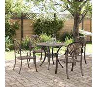 GeenYuu Set da pranzo da giardino, 5 pezzi, bronzo, in alluminio pressofuso, robusto, resistente alle intemperie, balcone, terrazza, con tavolo e sedie per esterni, veranda, set di mobili da giardino