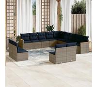 GeenYuu Set di 13 divani da giardino con cuscini, in polyrattan, resistenti alle intemperie, per terrazza, balcone, lounge con rivestimento rimovibile e telaio in acciaio verniciato a polvere