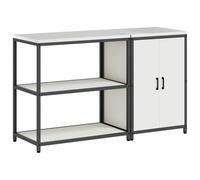 GeenYuu Set di 2 contenitori da cucina in acciaio laminato a freddo bianco con 4 ripiani e 2 ante 150 x 50 x 92 cm per interni, pratico e durevole