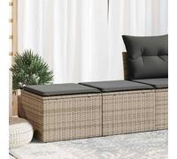 GeenYuu Set di 2 divani da giardino grigio con cuscini in polyrattan e acacia, set di mobili da giardino resistenti alle intemperie, per balcone, terrazza, set modulare con sgabello, facile da pulire
