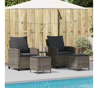 GeenYuu Set di 4 divani da giardino grigio con cuscino, in polyrattan sintetico, resistente alle intemperie, per balcone, terrazza e giardino d'inverno, con cuscini e cuscini per rilassarsi all'aperto