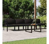 GeenYuu Set di 5 mobili da giardino in alluminio antracite con cuscini, mobili da balcone e terrazza, modulare con tavolo, comodi cuscini, ideale per esterni e verande