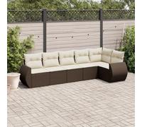 GeenYuu Set di 6 divani da giardino con cuscini, in polyrattan, resistente alle intemperie, per terrazza, balcone e giardino d'inverno, set modulare con imbottitura, per giardino, veranda, cortile