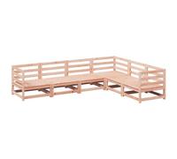 GeenYuu Set di 6 divani da giardino in legno massiccio Douglas, resistente alle intemperie, per terrazza e balcone, set modulare con struttura in legno stabile, facile da pulire, per esterni e verande