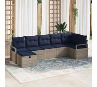 GeenYuu Set di divani con cuscini, 7 pezzi, in rattan sintetico, resistente alle intemperie, modulari, per esterni, balcone, terrazza, con spazio per riporre oggetti e cuscini rimovibili