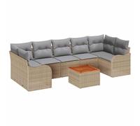 GeenYuu Set di divani da giardino, 8 pezzi, in polyrattan, con tavolo resistente alle intemperie e vano portaoggetti, set modulare per giardino, terrazza, balcone, resistente ai raggi UV, telaio in