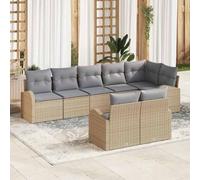 GeenYuu Set di divani da giardino, 8 pezzi, in polyrattan, resistente alle intemperie, con federe rimovibili, modulare, salvaspazio, per balcone, terrazza, giardino d'inverno, veranda, relax