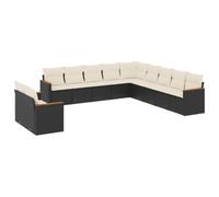 GeenYuu Set di divani da giardino da 11 pezzi con cuscini, in polyrattan, resistente alle intemperie, per terrazza, balcone, giardino d'inverno, set modulare con vano portaoggetti e rivestimento