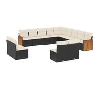 GeenYuu Set di divani da giardino da 13 pezzi, con cuscini, in polyrattan, resistente alle intemperie, set modulare in rattan e metallo, per terrazza, balcone, veranda, con spazio per riporre oggetti