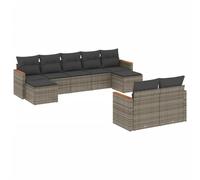 GeenYuu Set di divani da giardino da 9 pezzi con cuscini, in polyrattan, resistente alle intemperie, set di mobili da giardino con gruppo di sedute, lounge per balcone e terrazza, con imbottitura e