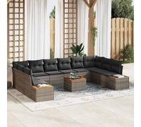 GeenYuu Set di divani da giardino in polyrattan grigio, 10 pezzi, con cuscini, modulari, resistenti alle intemperie, per terrazza, balcone, lounge all'aperto, con spazio e comodo set di sedute in