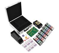 GeenYuu Set di fiches da poker da 600 pezzi da 11,5 g, con valigetta in alluminio, mixer automatico di carte, 6 mazzi di carte, dadi, pulsante Dealer Button, porta chip per giochi da casinò come Texas