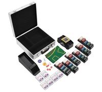 GeenYuu Set di fiches da poker da 600 pezzi da 4 g con valigetta in alluminio, mischiatore automatico di carte, scarpa da carte, tappetino da gioco, dadi, pulsante dealer per giochi da casinò Texas