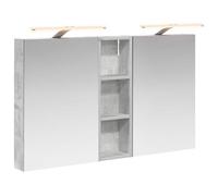 GeenYuu Set di mobili da bagno in legno 3 pezzi 100 x 10,5 x 60,5 cm con illuminazione a LED, specchio bidirezionale, montaggio a parete per mobili da bagno, spazio di archiviazione e ordine nel WC