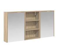 GeenYuu Set di mobili da bagno in legno, 3 pezzi, 126 x 16 x 62,5 cm, con illuminazione a LED e specchio bidirezionale, montaggio a parete, spazio di archiviazione con ante e ripiani per mobili da