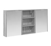 GeenYuu Set di mobili da bagno in legno, 3 pezzi, 126 x 16 x 62,5 cm, con illuminazione a LED, specchio bidirezionale, montaggio a parete, spazio per mobili da bagno, lavanderia, cassetto