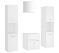 GeenYuu Set di mobili da bagno in legno bianco con mobiletto sottolavabo, 2 armadi alti e specchio, set di mobili da bagno da 4 pezzi per uno spazio aggiuntivo e una conservazione ordinata in bagno
