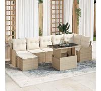 GeenYuu Set di mobili da giardino con cuscini, 8 pezzi, in polyrattan, per terrazza e balcone, resistente alle intemperie, con tavolo, sgabello, set per giardino, veranda, giardino d'inverno