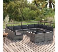 GeenYuu Set di mobili da giardino da 12 pezzi con cuscini, in polyrattan, resistenti alle intemperie, per balcone, terrazza, tavolo, divano, sedia, imbottitura, per veranda e giardino d'inverno