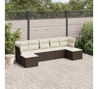 GeenYuu Set di mobili da giardino in polyrattan marrone, 7 pezzi, con cuscino, resistente alle intemperie, per terrazza, balcone e giardino d'inverno, 3 divani centrali, 2 divani ad angolo, 2 sgabelli