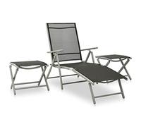 GeenYuu Set di mobili da giardino in textilene e alluminio, 3 pezzi, resistente alle intemperie, con poltrona pieghevole, poggiapiedi come tavolo, ideale per balcone, terrazza e giardino d'inverno