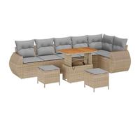 GeenYuu Set divano da giardino 9 pezzi con cuscini in polyrattan e acciaio verniciato a polvere, divano angolare modulare per terrazza, balcone e giardino d'inverno, resistente alle intemperie, con