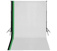 GeenYuu Set per studio fotografico con 3 sfondi in cotone da 3 x 5 m, telaio regolabile in alluminio, 2 treppiedi, barra trasversale, borsa per il trasporto per ritratti, fotografia di prodotti e