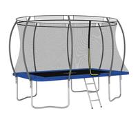 GeenYuu Set tappeto elastico rettangolare, 335 x 244 x 90 cm, con rete di sicurezza, scala, parapioggia e telaio in acciaio zincato, portata 150 kg, per giardino, fitness all'aperto, sport e