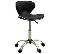GeenYuu Sgabello a rotelle da parrucchiere, in ecopelle, regolabile in altezza, con molla a gas, girevole a 360°, 5 ruote, per salone, sedia ergonomica per parrucchiere e parrucchiere