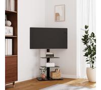 GeenYuu Supporto angolare per TV, nero, con 3 ripiani, regolabile in altezza e orientabile, VESA da 200 x 200 a 600 x 400 mm, per TV da 32-65 pollici, salvaspazio, per soggiorno, ufficio, gaming