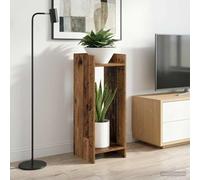 GeenYuu Supporto per piante, 2 pezzi, in legno anticato, 30 x 30 x 80 cm, con struttura aperta e 2 ripiani per piante, fiori, decorazione, scaffale, piedistallo
