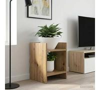 GeenYuu Supporto per piante con ripiano in legno di rovere Artisan, 30 x 30 x 40 cm, set da 2 pezzi, salvaspazio, per soggiorno, interni, con struttura aperta e ripiano stabile