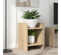 GeenYuu Supporto per piante con ripiano in legno di rovere Sonoma, 30 x 30 x 40 cm, set da 2 pezzi, salvaspazio, per soggiorno, balcone, interni, con struttura aperta e ripiano stabile