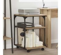 GeenYuu Supporto per stampante in rovere Artisan, 48 x 43 x 64 cm, con ruote, mobile e mobile, scaffale per stampante a tre livelli, carrello d'appoggio salvaspazio per ufficio e home office