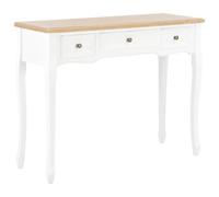 GeenYuu Tavolo consolle bianco in MDF e legno di pino con 3 cassetti 100 x 35 x 78 cm, comodino moderno con spazio per soggiorno, camera da letto e corridoio