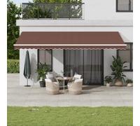GeenYuu Tenda da sole automatica con LED, impermeabile, 600 x 350 cm, con braccio articolato, con sensore del vento, manovella manuale, resistente alle intemperie, balcone, terrazza