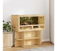GeenYuu Terrario marrone OSB 100 x 50 x 50 cm con termometro, recinto per rettili per barba, serpente camaleonte, rana anfibia, vivario con ventilazione, bacino in legno per allevamento e allevamento