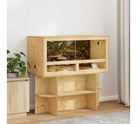 GeenYuu Terrario marrone OSB, 100 x 50 x 50 cm, per rettili, anfibi, barba, serpente, geco, con ventilazione in vetro, porta scorrevole, ideale per allevamento, vivarium, paludario, gabbia