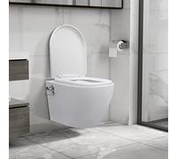 GeenYuu WC da parete senza bordo con funzione bidet, ceramica bianca, abbassamento automatico, superficie liscia, 36,5 x 48 x 41,5 cm, fissaggio incluso, salvaspazio, per bagno e WC degli ospiti