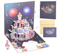 Geepen 3D Pop Up Biglietto Auguri Compleanno, Musica LED Biglietto d'auguri Torta di Compleanno Biglietto d'auguri+Busta Musica Buon Compleanno Biglietto Auguri per Amici Amanti Genitori Bambini