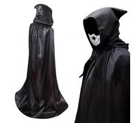 GEERDAN Mantello da Vampiro per Adulti, Unisex Mantello Halloween con Cappuccio, Mantella Nero Lunga Fino al Pavimento, per Cosplay, Travestimenti per Carnevale, Halloween, Natale, Masquerade（M）