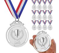 GeeRic 12pz Medaglie d'oro Medaglie per Bambini/Studenti/Giocatore/Atleta Medaglie in Metallo con Nastro Collo Vincitore di Medaglie per Concorso/Sport/Festa Decorazione