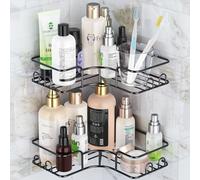 GeeRic 2pcs Mensola per Doccia Angolare Set, Appeso Portaoggetti per Doccia con 4 Gancio Autoadesivo Senza Forare Cesto di Organizzatore per Bagno a Shampoo,Lavaggio di Corpo,Asciugamano Antiruggine