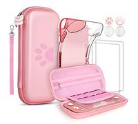 GeeRic 8pcs Custodia Compatibile per Switch Lite, 2pcs Vetro Temperato + Cover + 4 Thumb Grips + Borsa +Accessori 8 in 1 Kit Compatibile con Switch Lite