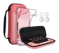 GeeRic 8pcs Custodia Compatibile per Switch Lite, 2pcs Vetro Temperato + Cover + 4 Thumb Grips + Borsa +Accessori 8 in 1 Kit Compatibile con Switch Lite Corallo