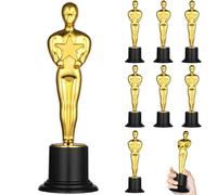 GeeRic 8pz Mini Trofei, Trofeo Oscar in Plastica con Base Statuetta Trofeo d'oro per Carnevale Feste Bambini Trofeo Decorazioni per Competizioni/Sport/attività/Scuola/Premi Vincenti