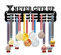 GeeRic Espositore per Medaglie, Porta Medaglie da Parete Non Chiodi Medaglie Supporto Appeso Personalizzato per Maratona Ginnastica,Atleta,Corsa,Calcio,Studente,Bambino,Impiegato 30CM Never Give UP