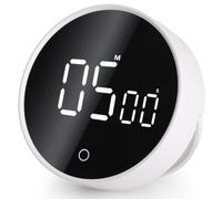 GeeRic Timer da Cucina Digitale, 199 Min Rotante Timer Display Grande Supporto/Retro Magnetico Silenzioso Orologio Assistente Gestione Tempo Scrivania Timer Visivo per Cottura,Aula,Ufficio Bianco