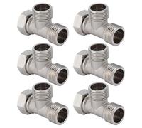 GEERYZHE 6 Connettori a T a 3 Vie con Filettatura G1/2, Deviatore a 3 Vie in Acciaio Inox, Divisore per dell'Acqua per Sistemi Idraulici, Irrigazione e Applicazioni Idroniche - Resistente alla